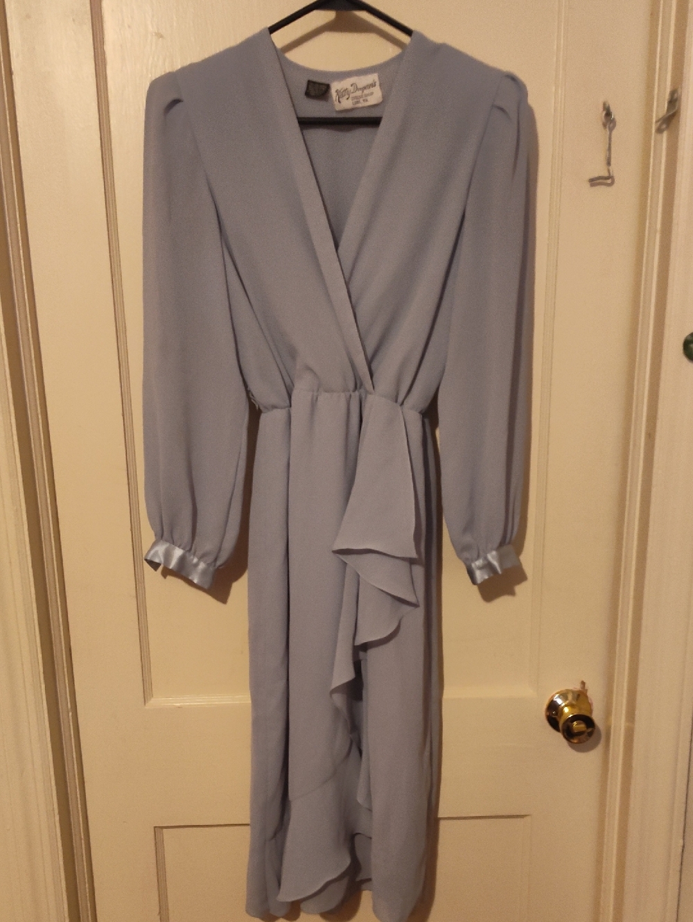 Vintage-Inspired Light Blue Wrap Dress